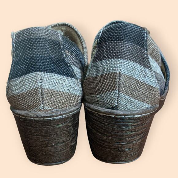 B.O.C. Born Concepts Brown Stripe Fabric Slip On Clog BOC Shoes Womens 6.5 - Picture 5 of 7